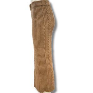 LAUREN RALPH LAUREN KHAKI CABLE KNIT CASHMERE BLEND SKIRT